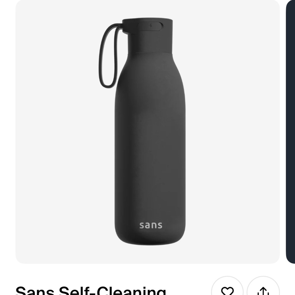 Black Self-Cleaning Water Bottle with UV-C Light